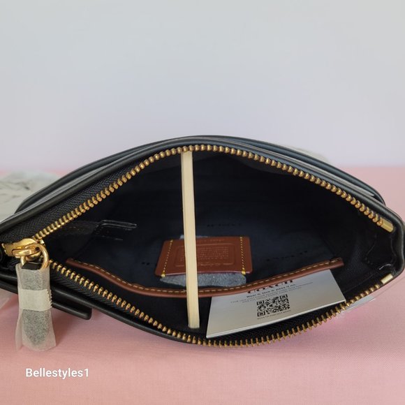 COACH Kitt Badge Jacquard & Smooth Leather Crossbody- Salt Black ⭐ - Picture 12 of 16